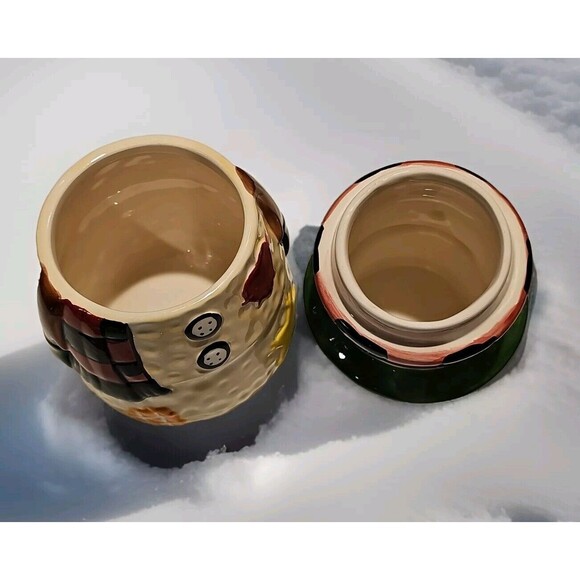 9.5" SNOWMAN COOKIE JAR, Snowman Cookie Jar, Unbranded Pottery - Picture 6 of 7